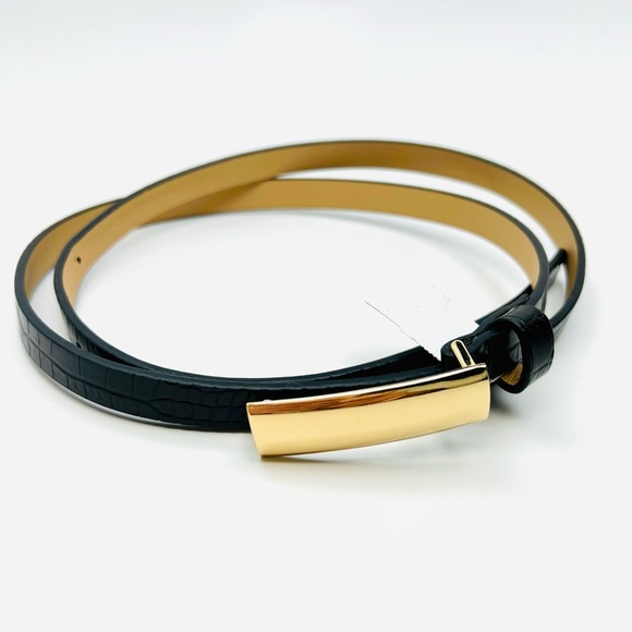 NWT 14th & UNION GOLD BUCKLE SIMULATED SNAKE LEATHER BELT - Picture 7 of 10